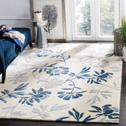 Camille White Blue Floral Area Rug for Living Room and Bedroom
