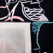 Elara Benoit Black Hand Tufted Floral Area Rug for Living Room & Bedroom