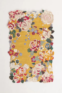 Aracelli Jardin Yellow Floral Area Rug for Living Room and Bedroom