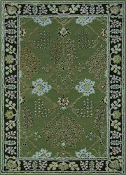 Green Hand Tufted Floral Area Rug for Living Room and Bedroom