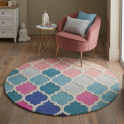 Rosella Multicolor Hand Tufted Wool Round Rug for Living Room and Bedroom