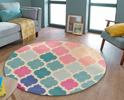 Rosella Multicolor Hand Tufted Wool Round Rug for Living Room and Bedroom