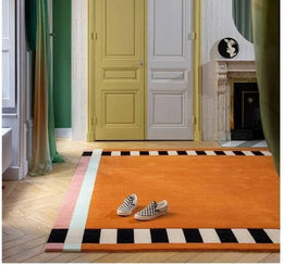 Hand Tufted Scallop Modern Area Rug, New Zealand Woolen Carpet for Living Room, Bedroom, Dining Room and Hall (Orange)