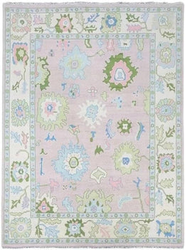 Hand Knotted Modern Oushak Rug for Living Room, Dining Room, Office, Bedroom - Light Pink