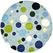 Sky Blue Hand Tufted Wool Round Rug for Living Room and Bedroom