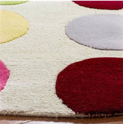 Multicolor Hand Tufted Wool Round Rug for Living Room and Bedroom