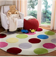 Multicolor Hand Tufted Wool Round Rug for Living Room and Bedroom