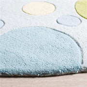 Sky Blue Hand Tufted Wool Round Rug for Living Room and Bedroom