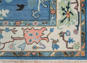 Sky Blue Turkish Oushak Hand Knotted Rug for Bedroom & Living Room