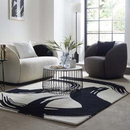 White Black Modern Hand Tufted Area Rug for Living Room & Bedroom