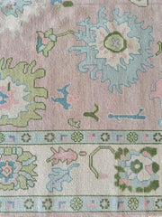 Hand Knotted Modern Oushak Rug for Living Room, Dining Room, Office, Bedroom - Light Pink