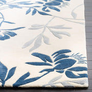 Camille White Blue Floral Area Rug for Living Room and Bedroom