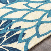 Camille White Blue Floral Area Rug for Bedroom and Living Room
