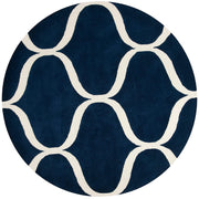 Blue Modern Hand Tufted Wool Round Rug for Living Room and Bedroom