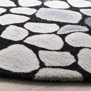 Black Modern Hand Tufted Wool Round Rug for Living Room and Bedroom