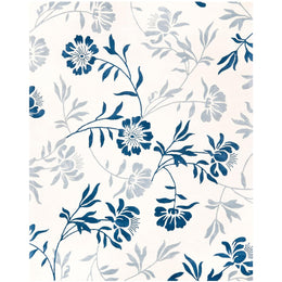 Camille White Blue Floral Area Rug for Living Room and Bedroom