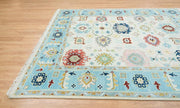 Sky Blue Turkish Oushak Hand Knotted Rug for Bedroom & Living Room