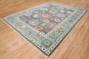 Grey Modern Oushak Hand Knotted Rug for Bedroom & Living Room