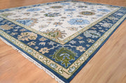 Navy Blue Turkish Oushak Hand Knotted Rug for Bedroom & Living Room