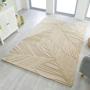Beige Hand Tufted Floral Area Rug for Bedroom & Living Room