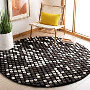 Black Modern Hand Tufted Wool Round Rug for Living Room and Bedroom