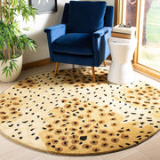 Beige Black Modern Hand-Tufted Wool Round Rug for Living Room and Bedroom
