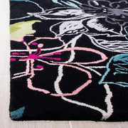 Elara Benoit Black Hand Tufted Floral Area Rug for Living Room & Bedroom