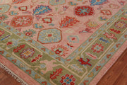 Pink Turkish Oushak Hand Knotted Rug for Bedroom & Living Room