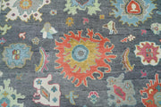 Grey Modern Oushak Hand Knotted Rug for Bedroom & Living Room