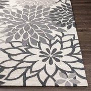 Camille Grey Hand Tufted Floral Area Rug for Bedroom & Living Room