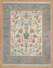 Pink Cream Turkish Oushak Hand Knotted Rug for Bedroom & Living Room