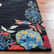 Black Hand Tufted Floral Area Rug for Living Room & Bedroom