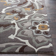 Camille Grey Hand Tufted Floral Area Rug for Bedroom & Living Room