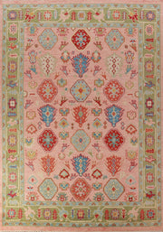 Pink Turkish Oushak Hand Knotted Rug for Bedroom & Living Room