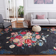 Black Hand Tufted Floral Area Rug for Living Room & Bedroom