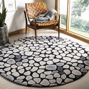 Black Modern Hand Tufted Wool Round Rug for Living Room and Bedroom