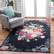 Black Hand Tufted Floral Area Rug for Living Room & Bedroom