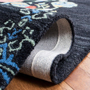 Black Hand Tufted Floral Area Rug for Living Room & Bedroom