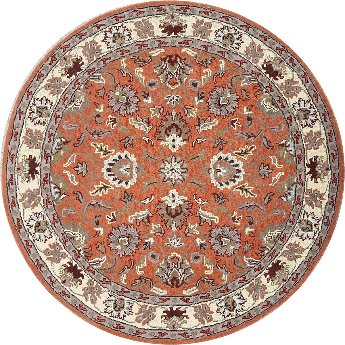 Persian Design Round Table Rug - Peach – Rida Handloom