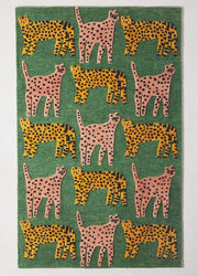 Green Hand Tufted Catwalk Area Rug for Living Room and Bedroom