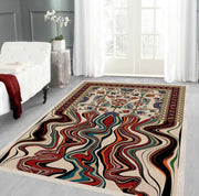 Brown Hand Tufted Melting Persian Design Area Rug for Living Room & Bedroom