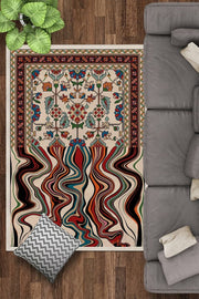 Brown Hand Tufted Melting Persian Design Area Rug for Living Room & Bedroom