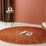 Orange Sun Hand Tufted Wool Round Rug for Living Room and Bedroom