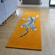 Yellow Climbing Leopard Hand Tufted Runner Rug for Hallway and Stair