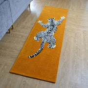 Yellow Climbing Leopard Hand Tufted Runner Rug for Hallway and Stair