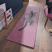 Pink Climbing Leopard Hand Tufted Runner Rug for Hallway and Stair