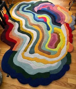 Multicolor Hand Tufted Irregular Shape Modern Area Rug for Bedroom & Living Room
