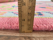Exquisite Pink Hand Knotted Rug Oushak
