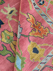 Exquisite Pink Hand Knotted Rug Oushak