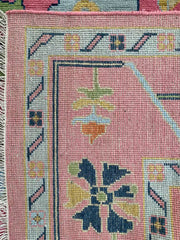 Exquisite Pink Hand Knotted Rug Oushak